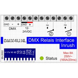 DMX Relais Interface 2 kanalen - DinRail